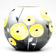 Yellow Handpainted Glass Vase