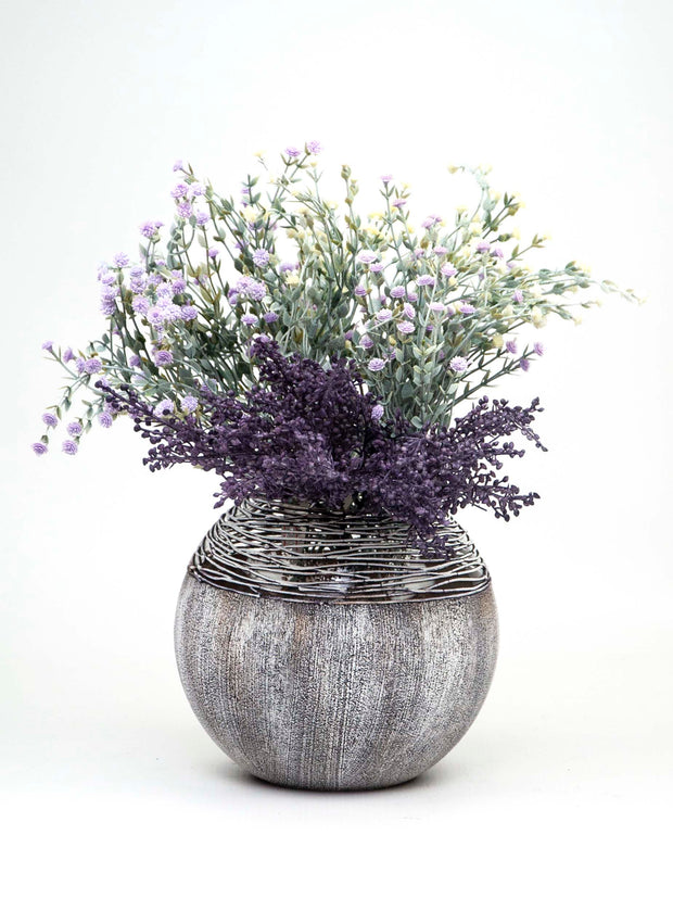 Wrapped Gray Glass Vase