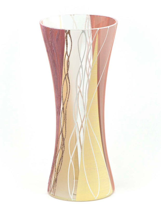 Pink And Yellow Handpainted Glass Vase