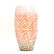 Handpainted Orange Oval Glass Vase