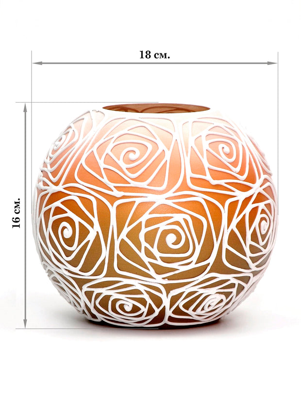 Orange Pattern Handpainted Glass Vase