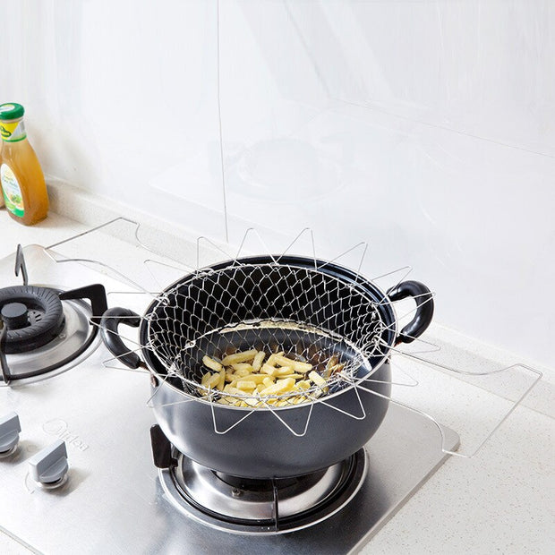 Foldable Steam Rinse Fry Strainer Basket