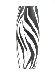 Art decorated zebra glass vase