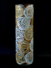 Gold and white roses decorated vase