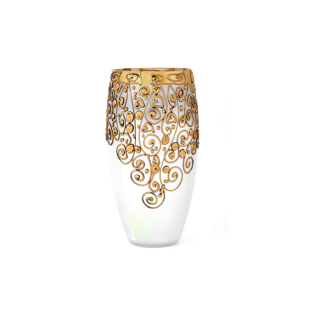 Gold Swirl Handpainted Glass Vase