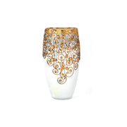 Gold Swirl Handpainted Glass Vase