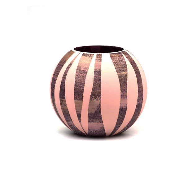 Pink Lines Handpainted Glass Vase