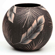 Dark Leaves Handpainted Glass Vase