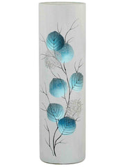 Sky-blue leaves handmade decorated vase