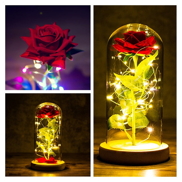 LED Enchanted Galaxy Rose Eternal 24K Gold Foil Flower