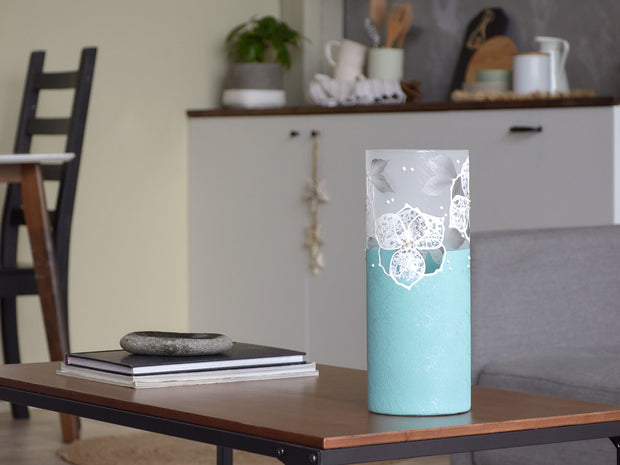 Light Blue Handpainted Glass Vase