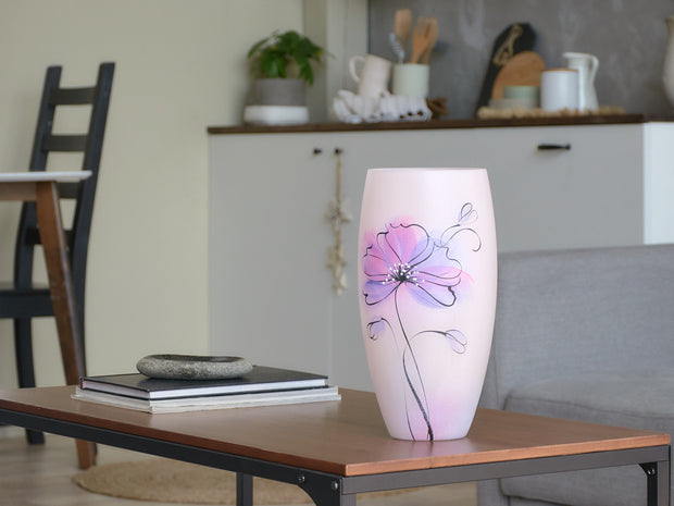 Pink And Purple Handpainted Glass Vase