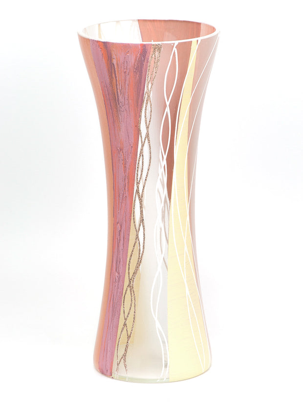 Pink And Yellow Handpainted Glass Vase