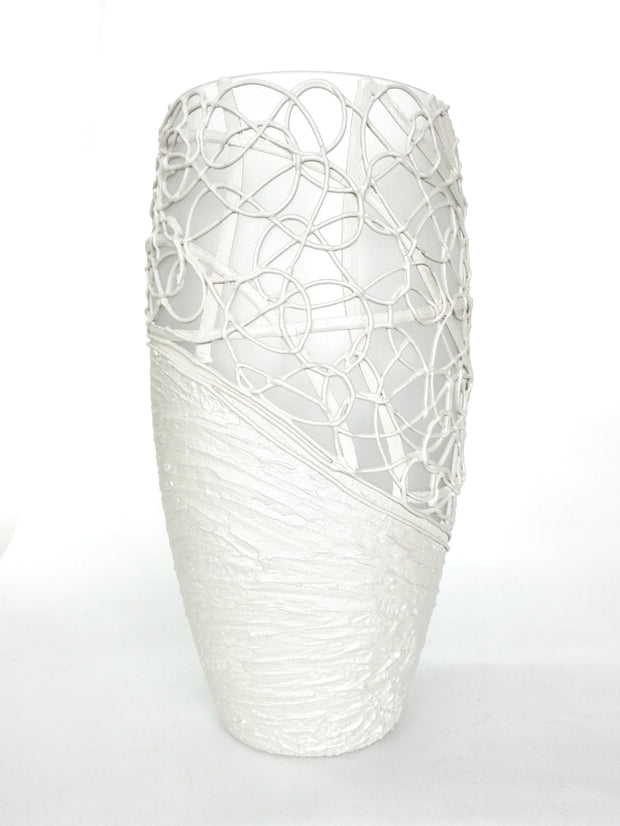 Handpainted White Wrapped Glass Vase