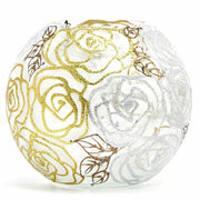 Gold And Silver Roses Glass Vase