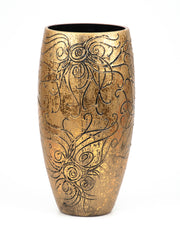 Gold Pattern Handpainted Glass Vase