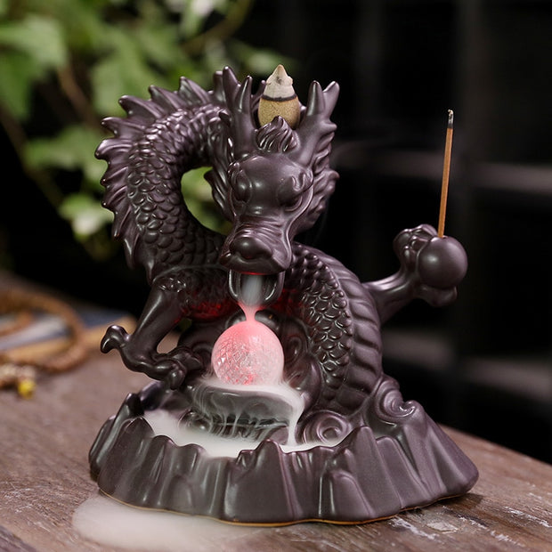 7-Color Handmade Ceramic Dragon Incense Burner