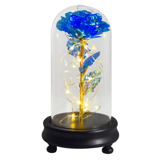 Beauty and The Beast Preserved Roses In Glass Galaxy Rose Flower LED Light