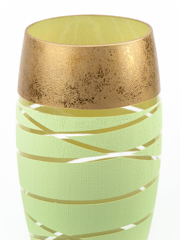 Green And Gold Handpainted Glass Vase