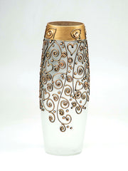 Gold Painted Art Glass Oval Vase