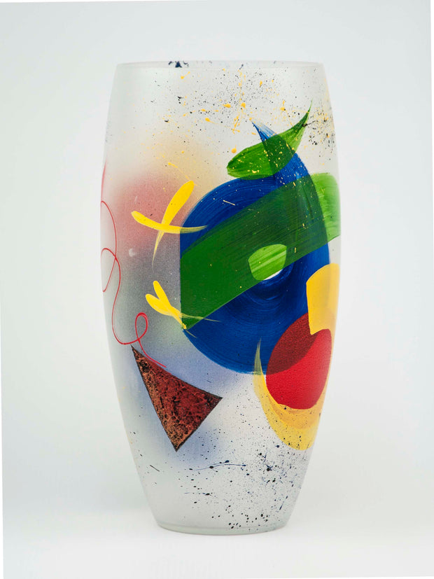 Handpainted Multicolor Glass Vase