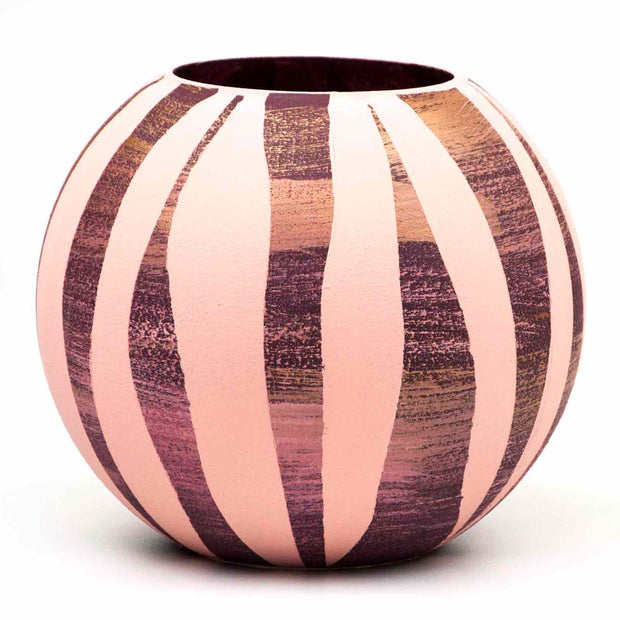 Pink Lines Handpainted Glass Vase