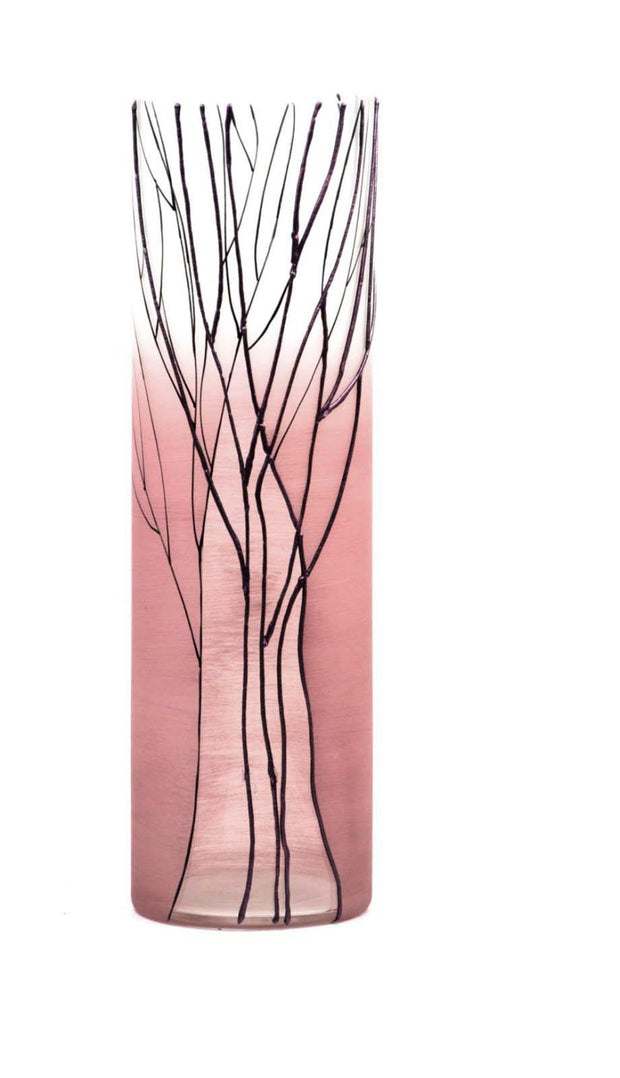 Tree on pink | Art decorated glass vase